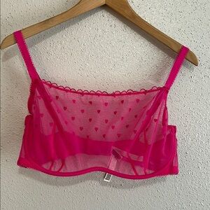 Pink by Victoria Secret Unlined Sheer Pink Heart Bralette Size LDD